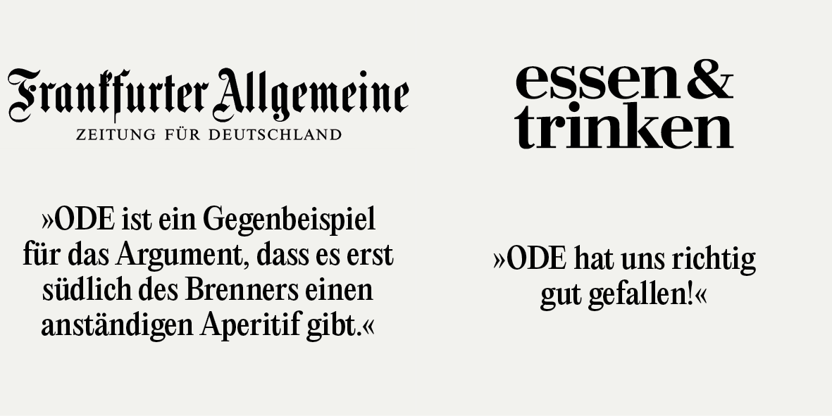 FAZ: »ODE ist ein Gegenbeispiel für das Argument, dass es erst südlich des Brenners einen anständigen Aperitif gibt«